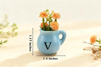 Vase Magnets for Refrigerator, Set of 4 Love Mini Ceramic Vases with Faux Flowers, Gift for Valentine's Day, Anniversary, Mother's Day, Housewarming for Her/Him/Mom