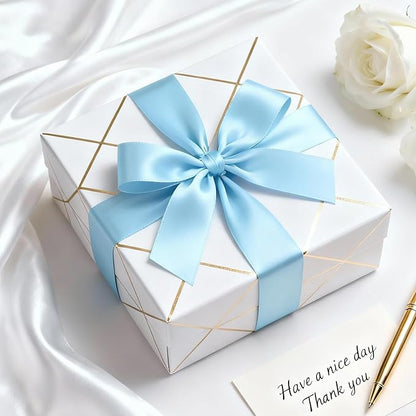 1-1/2" x 100 Yards Satin Ribbon - Light Blue Silk Ribbon with Spool - Ideal for Gift Wrapping, Floral Bouquets, Crafts, Wedding Party Decorations, Christmas and Sewing Projects