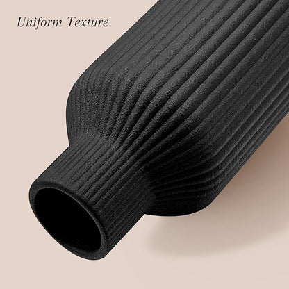 Ceramic Flower Vase, Minimalist Modern Home Decor, Matte Finish Pampas Grass Vase for Table, Fireplace, Shelf, Mantel, Entryway and Centerpieces (Black)