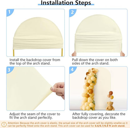 HEMMOTOP 6.6ft Beige Arch Backdrop Cover (No Arch Stand), Spandex Arch Covers Stretchy Backdrop for Balloon Arches, Wedding, Birthday Party, Baby Shower, Banquet Arch Decoratio
