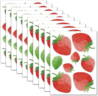 AOWDIAO 80 Pcs Strawberry Wall Decals – Peel and Stick for Bedroom, Kitchen, Bathroom & Nursery – Cute Strawberry Decor for Home & Party