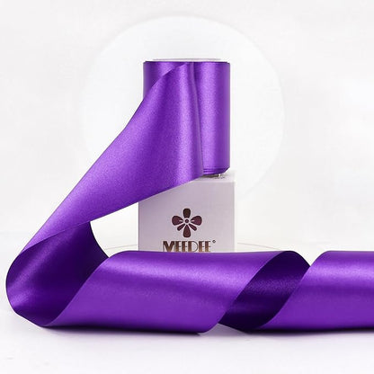 MEEDEE Purple Satin 3 Inch Ribbon Lux Double Faced Satin Ribbon Dark Purple Halloween Ribbons by 10 Yards Purple Ribbons for Christmas Tree, Flower Bouquet, Weddings, Bow Making
