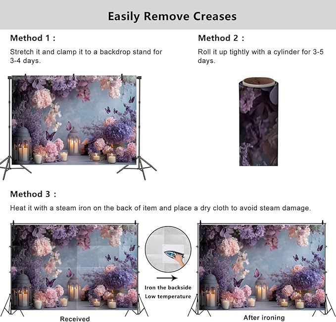 YongFoto Elegant Flower Wall Backdrop 10x8ft Floral Butterfly Candle Photography Background Baby Bridal Shower Wedding Girl Birthday Party Banner Room Decor Portrait Photoshoot Wallpaper Photo Booth