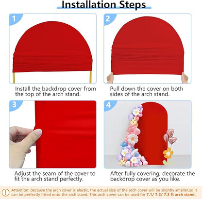 HEMMOTOP Red Arch Cover 7.2 ft (No Arch Stand), Spandex Wedding Balloon Stretchy Arch Backdrop for Christmas, New Year, Photo, Party, Ceremony, Birthday, Baby Shower, Anniversary Decoration