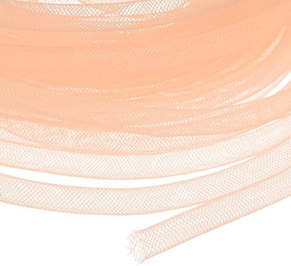 Mesh Tube Ribbon 25 Yards, 8mm Elastic Fabric Ribbons Mesh Tubing for Crafts/Gift Wrapping/Flower Bouquets/Wedding/Birthday/Holiday/Wreaths Christmas/Decoration[Yellow Orange]
