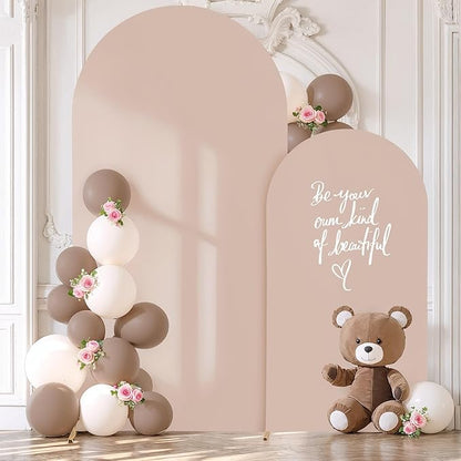 Nude Arch Backdrop Covers - 7.2FT, 6FT Spandex Fitted Wedding Arch Stand Covers Round Top Chiara Stretchy Arch Backdrop Cover for Wedding Birthday Party Decoration