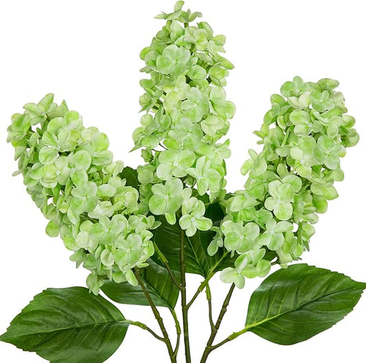 Artificial Hydrangea Flowers Real Touch – 3PCS 24.8" Faux Cone Hydrangea Stems for Tall Vases, Home Décor, Wedding Centerpieces, Floral Arrangements – Fresh Green