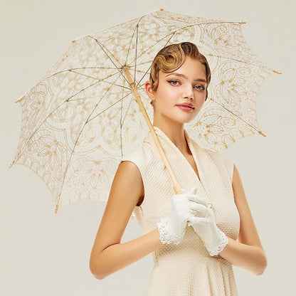 BABEYOND Lace Umbrella Parasol Vintage Wedding Bridal Umbrella for Decoration Photo Lady Costume Tea Party