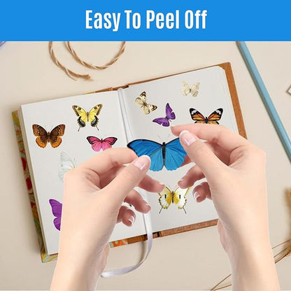 600Pcs Butterfly Stickers,Self-Adhesive PVC Vintage Butterfly Stickers for Scrapbook, Laptop, Journal, DIY Project, Window, Envelope Spring Themed Party Decors