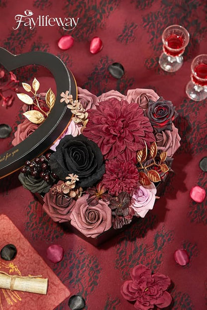 Artificial Flowers, Burgundy Silk Flowers for Centerpieces Decoration, Fake Cake Flowers for DIY Wedding Bridal Bouquets Home Party Floral Arrangement Decor