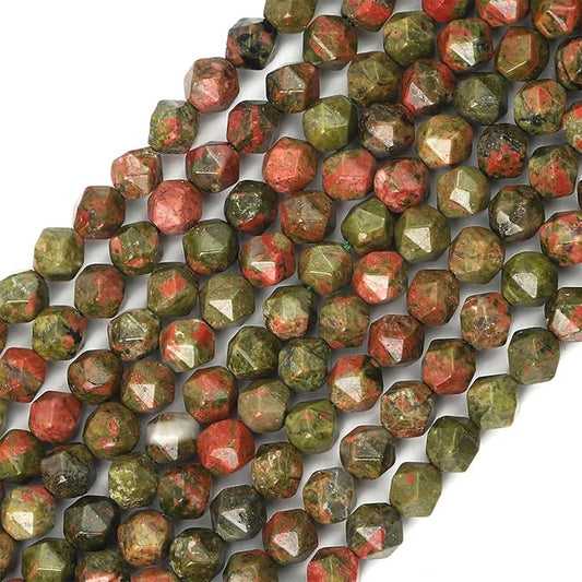 Faceted Natural Unakite Stone Round Beads 6mm 36cm/Strand for Jewelry Making