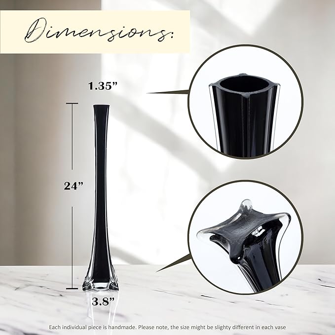 Craft And Party, Pack of 12, Eiffel Tower Vases Centerpiece for Flower, Wedding, Decoration. (24", Black)