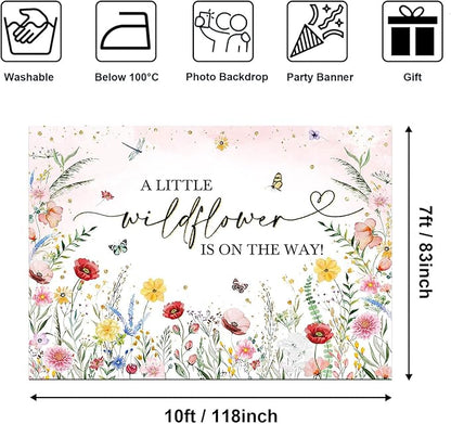 Avezano Wildflower Baby Shower Backdrop Watercolor A Little Wildflower is On The Way Party Decorations Floral Theme Girl Banner Photoshoot Props 10 x 7 ft