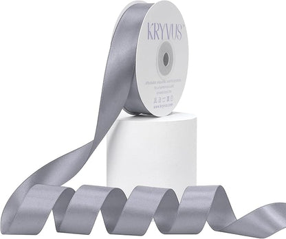 Gray Satin Ribbon, Double Faced 7/8 Inch X 25 Yards Gray Ribbon, Premium Satin Ribbon for Gift Wrapping, Crafts, Hair Bow Making, Sewing, Flower Bouquet, Wedding Party Decor