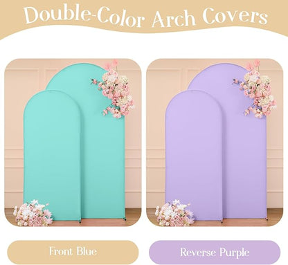 Blue Purple Arch Backdrop Cover Set of 2 Birthday Party Arch Covers 7.2 and 6ft Wedding Arch Cover Stretchy Backdrop Bridal Baby Shower Lavender Lilac Arch Covers Spandex