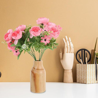 Rustic Wooden Flower Vase Pine Wood Vase for Dried Flower Container, Office, Table Centerpiece, Home Decoration