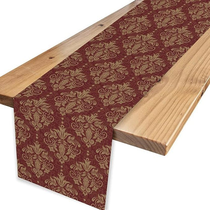 Red Damask Table Runner, Rustic Antique Victorian Style Coffee Table Center Decor for Home Kitchen Dining Patio Holiday Party Indoor Outdoor Table Decorations 13x108 inch