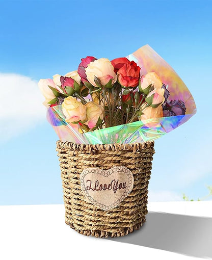 JOYIT 35 in x 50 ft Iridescent Cellophane Wrap Roll – Iridescent Cellophane Roll, Rainbow Wrapping Paper for Flower Gift Baskets Wrap DIY Wrapping (35" fold into 17.5")