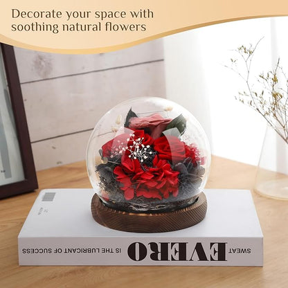 Preserved Flowers,Rose in Glass Dome with LED Light, Gifts for Her, Women, Mom,Grandma,Girlfriend, Wife-Style7