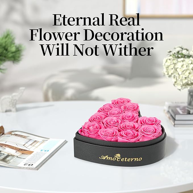 Flower, Forever Roses in A Box, Fresh Flowers, Birthday Gifts for Her, Women, Mom, Girlfriend, Wife, Grandma,Pink Forever Roses