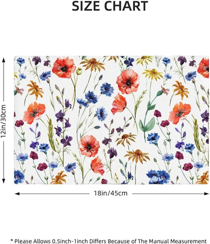Placemats 4 pcs Watercolor Flower Double-Layer Imitation Linen Place Mats Non-Slip Heat-Resistant Tablemats for Home Restaurant Hotel 18×12 Inch