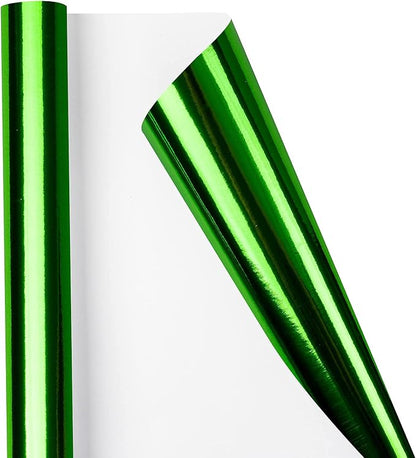 RUSPEPA Green Metallic Wrapping Paper - Solid Color Paper Perfect for Wedding, Birthday, Christmas, Baby Shower - 17 Inches X 32.8 Feet
