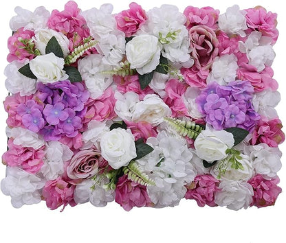 Flower Wall Backdrop, 6 Pcs Flower Wall Panels Artificial Floral Wall Background for Wall Decoration in Wedding Sites, Birthday Parties Per Panel 56-59 Flowers 24 x 16 Inch
