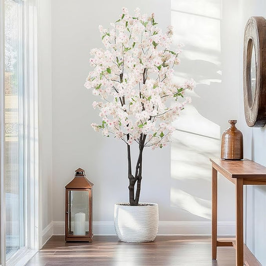 Faux Cherry Blossom Tree Fake Flower Tree, Artificial Cherry Blossom Tree Indoor for Home Office Decor 6 FT