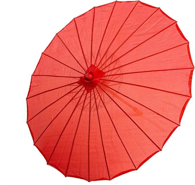 THY COLLECTIBLES 33" Japanese Chinese Umbrella Parasol for Wedding Parties, Photography, Costumes, Cosplay, Decoration and Other Events - Solid Color (Red)