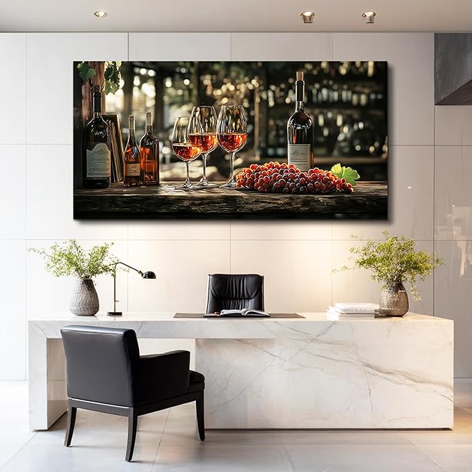 hyidecorart Dining Room Wall Art Still Life Goblet Prints Painting Wine Glass Canvas Wall Pictures Kitchen Art Wall Decor Landscape Poster Pub Living Room Office Artwork Modern Home Decoration 30x60