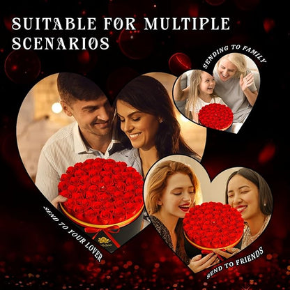 50 Forever Red Roses in a Box Preserved Flowers 100% Real Immortal Rose for Delivery Prime Graduation Birthday Home Decor Flower Eternal Rosas for Her Women Mom Wife Girlfriend