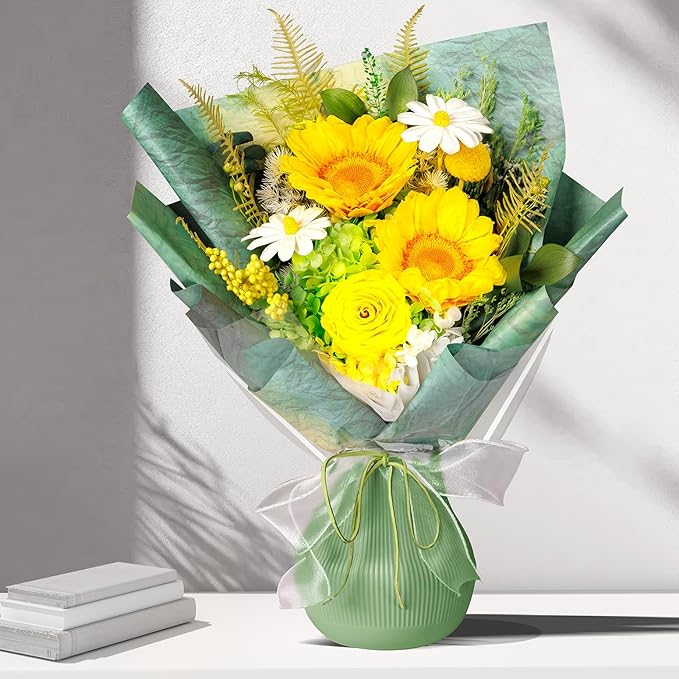 Flowers Gifts for Mom, Flower for Delivery, Preserved Sunflower Bouquets, Birthday Gifts for Women, Mothers Day Flowers for Wife (Yellow)