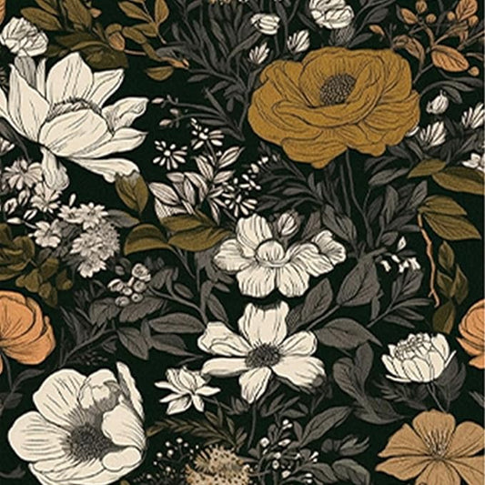 17.3"x118" Vintage Wallpaper Boho Peel and Stick Dark Floral Wall Paper Contact Paper Wildflowers Botanical Papers Removable Renter Friendly Wallpaper