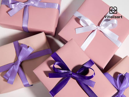 Vitalizart Purple Ribbons for Crafts 3/8" x 50 Yd Lavender Satin Ribbon Double Face Gift Wrapping Silk Like Fabric Flower Bouquet Birthday Party Decorations Bridal Shower Wreath Hair Continuous