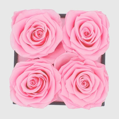 Graceful Fleurs | Real Long Lasting Roses for Years | Preserved Fresh Flowers for Delivery Birthday | Birthday Gifts for Women | Forever Roses in a Box (Pink, Black Box, 4 Roses)