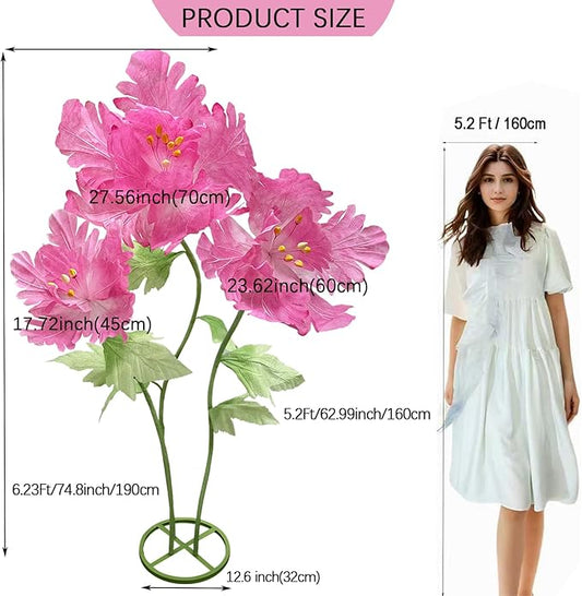 Large Paper Flowers Artificial Flower, Elegant Giant Floral Display Wedding Arrangements Reception Decorations Waterproof Huge Birthday Party Home Office Decor Big Banquet Background, Dark Pink