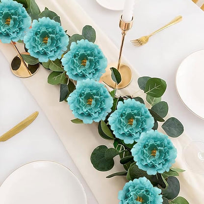 20pcs 5" Artificial Flower Peonies, Silk Peonies with 6" Stems, Flowers Suitable for Wedding Bouquets, Home Party Decoration (Emerald Green)