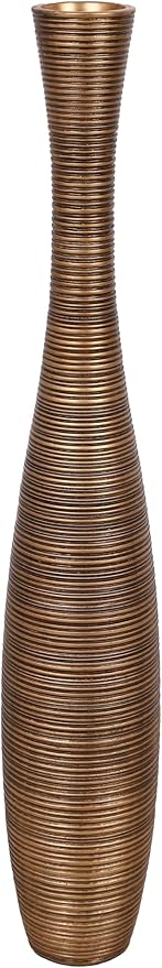 Leewadee Decorative Tall Floor Vase for Living Room Decor, 34 inches, Gold, Resin