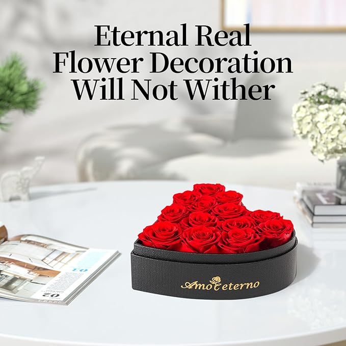 Flower, Forever Roses in A Box, Fresh Flowers, Birthday Gifts for Her, Women, Mom, Girlfriend, Wife, Grandma,Red Forever Roses