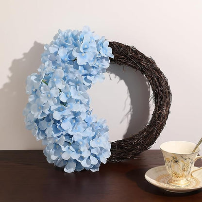 Veryhome 20Pcs Blue Hydrangea Artificial Flowers, Faux Hydrangea Flowers, Silk Flowers Heads with Stems, Fake Hydrangeas for Home Decor Wedding Party Centerpieces DIY Floral Arrangements