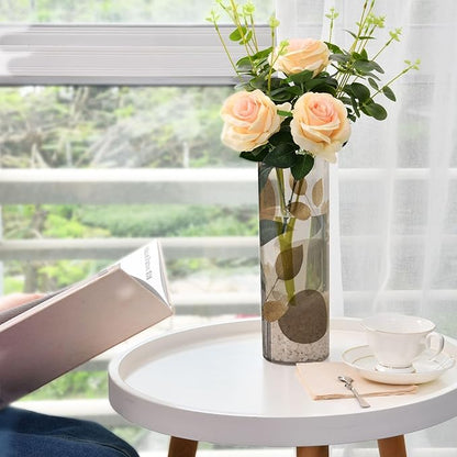Flower Vase Clear Plastic Cylinder Vases Decor for Centerpieces Home Storage Office Weddings Green Bohemian 11.8 x 3.9 in