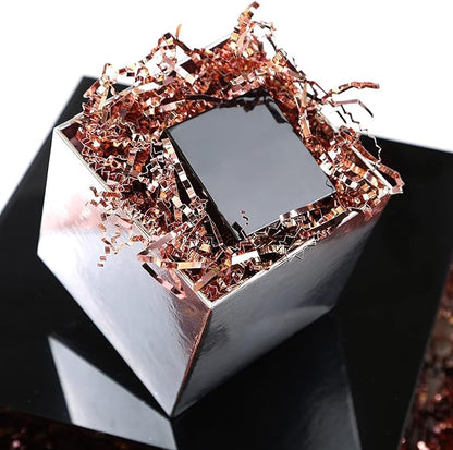 UNIQOOO 1/2 LB Metallic Rose Gold Crinkle Cut Paper Shredded Filler, Pink Grass Raffia Tissue, Strands Shred Craft Bedding Cushion, Wedding Mothers Day Bridesmaid Engagement Gift Boxes Bags Retail