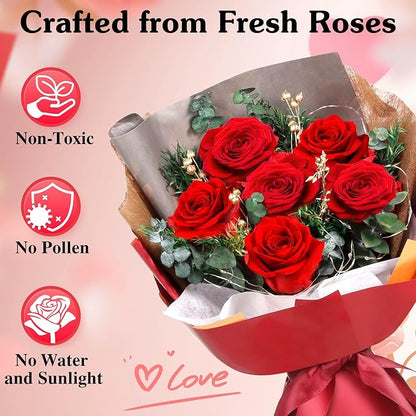 ADDWel Preserved Real Red Rose Bouquet Long-Lasting Flowers for Anniversary, Birthday and Romantic Gifts for Wife Girlfriend, Forever Fresh Roses for Delivery Prime