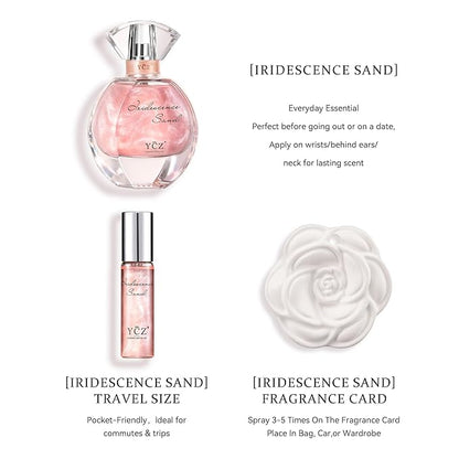 Ycz Golden Sands Women's Perfume Gift Set - 3-Piece Floral Oriental Fragrance with Grapefruit Rose Notes,50ml & 15ml Perfumes,Camellia Diffuser Stone,Elegant Gift Box,Long-Lasting Sillage Unique Gift
