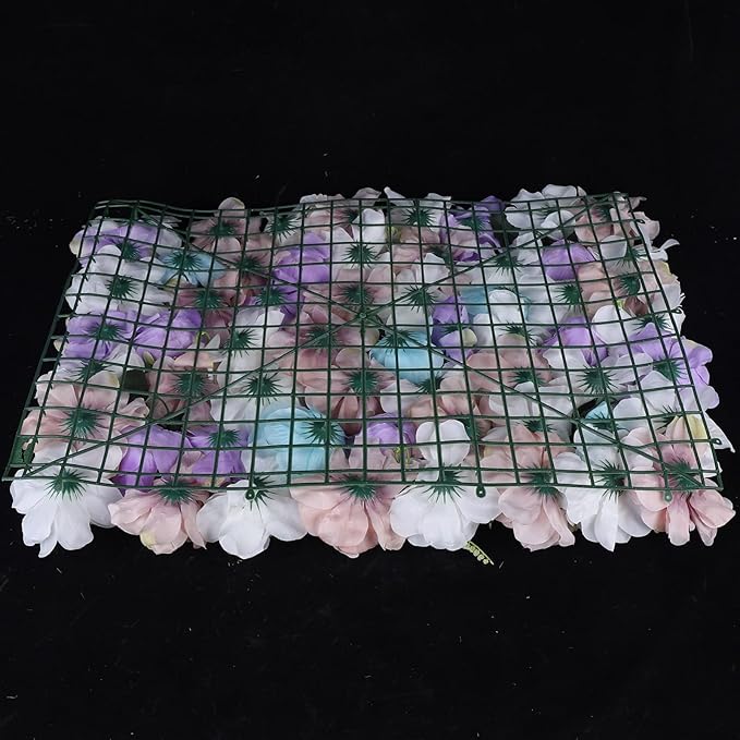 LOYALHEARTDY 12 Pack Artificial Flower Wall Panels 24" x 16" Purple & White Faux Roses Artificial Flower Backdrop Panels for Wedding Party Event Flower Wall Decor