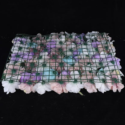 LOYALHEARTDY 12 Pack Artificial Flower Wall Panels 24" x 16" Purple & White Faux Roses Artificial Flower Backdrop Panels for Wedding Party Event Flower Wall Decor