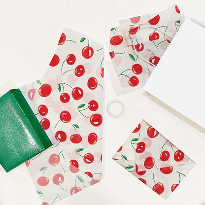 Pro Supply Global - Bulk Elegant Spring Cherries Tissue Paper Wrapping Gift Bag Crafts DIY Project Party Decorations Packaging - Creative Uses for Wedding Birthday & Holiday Events - 24 Sheets 20"x30"