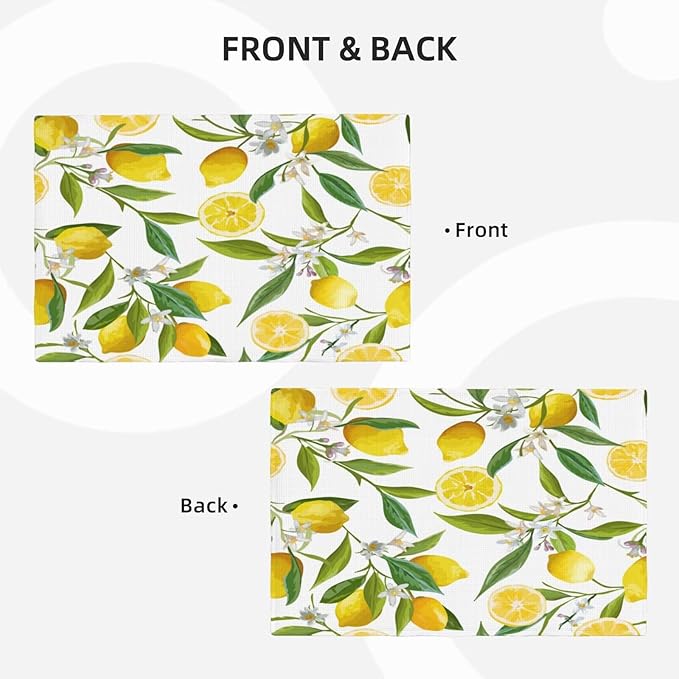 Lemon Table Placemats Set of 6 Summers Fruits Linen Placemats for Indoor Outdoor Party Home Desktop Kitchen Dining Room Decor 12x18 Inch