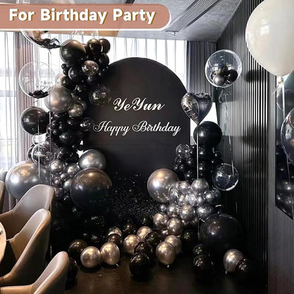 Hemmotop 7.2 ft Black Arch Backdrop Cover (No Arch Stand), Double-Sided Spandex Arch Covers Stretchy Backdrop for Party, Wedding, Birthday, Baby Shower, Reusable for Balloon Arches