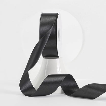 MEEDEE Black Satin Ribbon 1-1/2 Inch Black Ribbon Lux Double Faced Satin Ribbons by 50 Yards Polyester Satin Ribbons for Crafts, Weddings, Flower Bouquet, Holiday Decorating